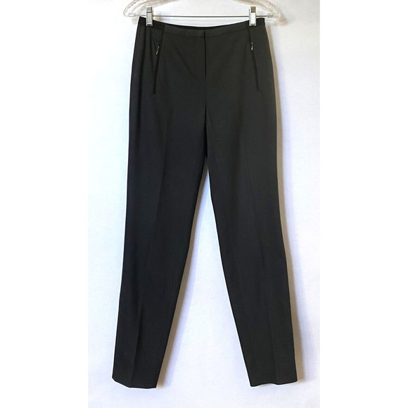 T Tahari Pants Womens Dark Gray Black Size 2 Zip Pockets Elastic Waist Slacks - Picture 1 of 15